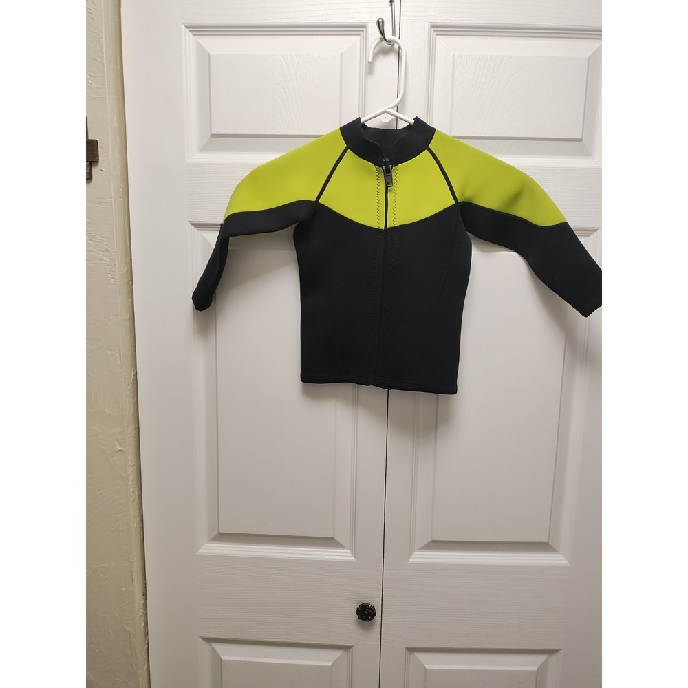 Neoprene Nylon Kids 4 T Lime/Green Black Long Sleeve Zip Up Wet Suit Jacket